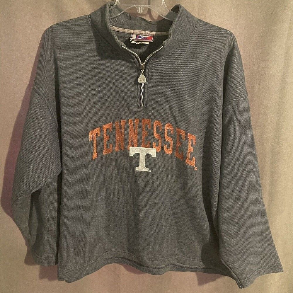Vintage Tennesse Volunteers VOLS Pro Player Quarter Zip Pullover Adult L Gray
